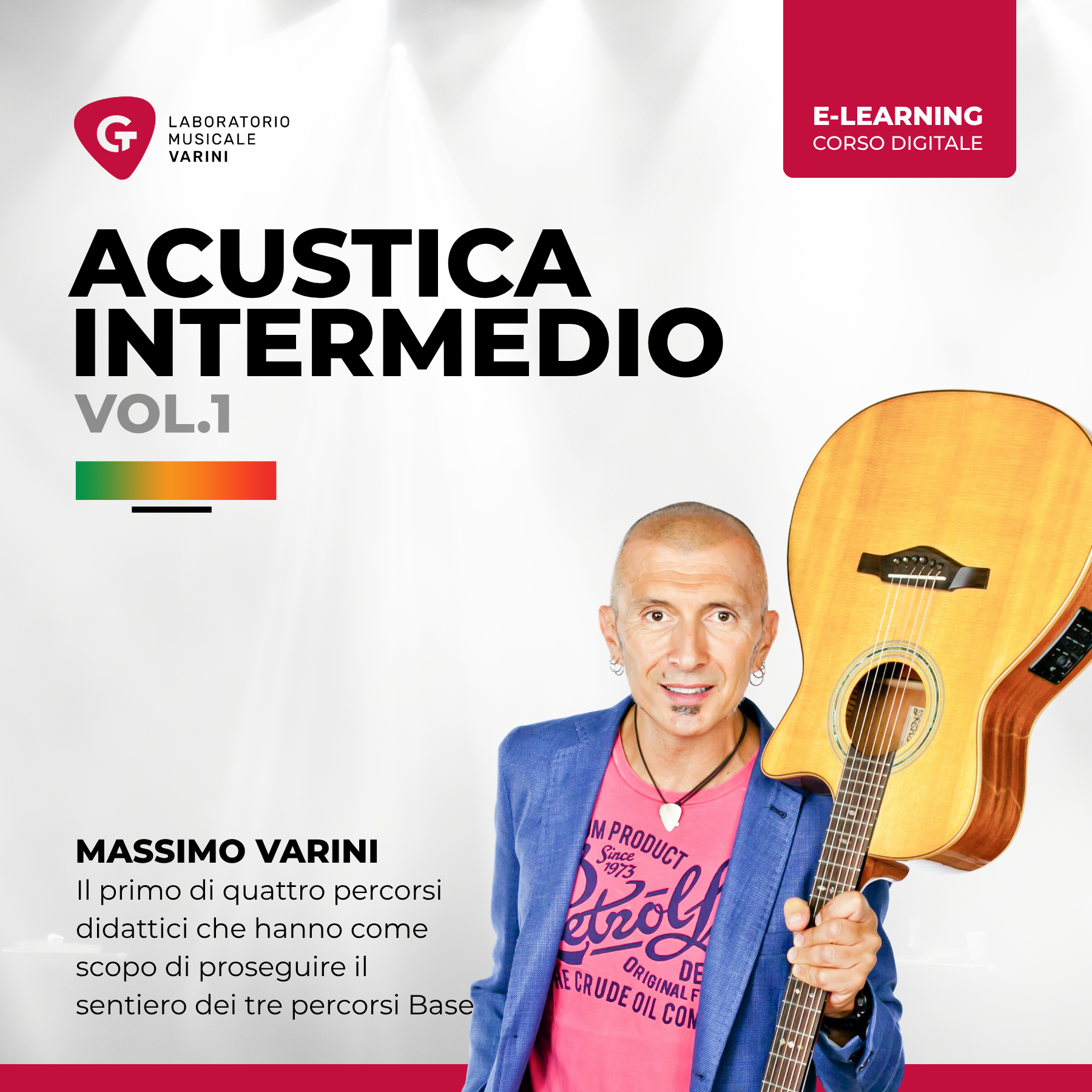 Copertina corso Acustica Intermedio Vol.1: Massimo Varini insegna chitarra acustica livello intermedio