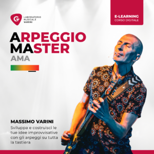 Copertina corso Arpeggio Master: Massimo Varini mentre suona, insegna a sviluppare arpeggi su tutta la tastiera