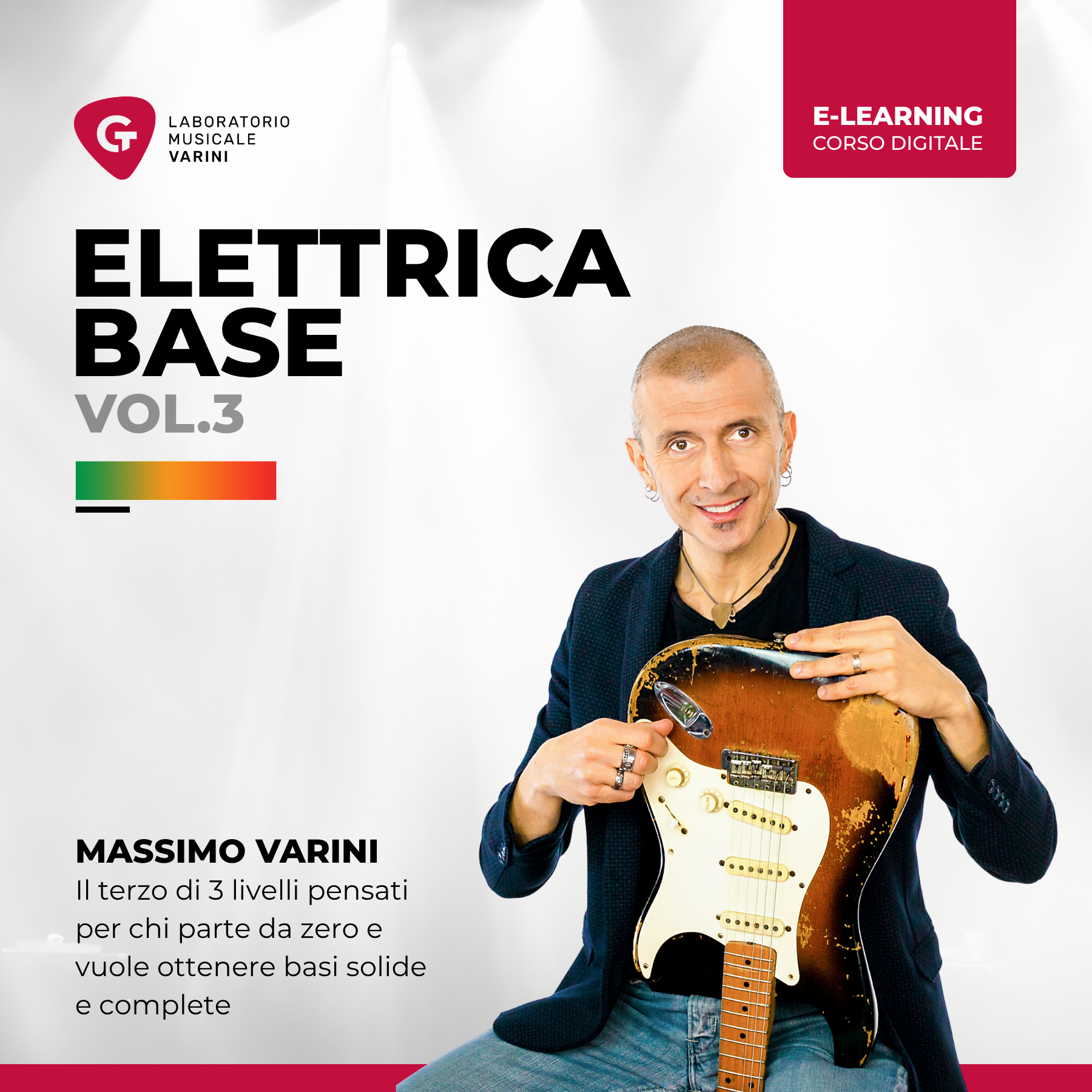 Copertina corso Elettrica Base Vol.3: Massimo Varini insegna chitarra elettrica livello base avanzato