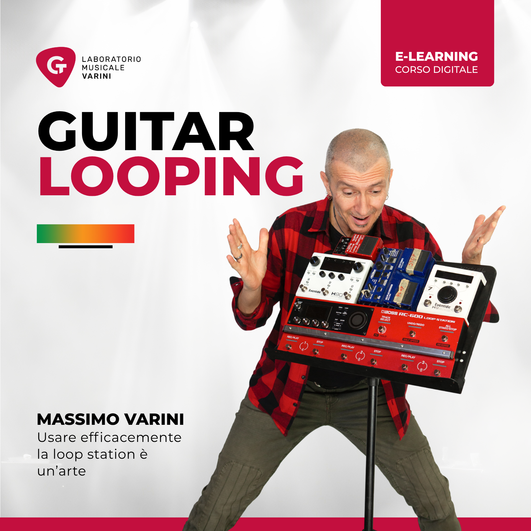 Copertina corso Guitar Looping: Massimo Varini con loop station insegna a usare efficacemente i loop
