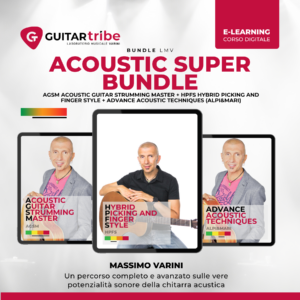 Copertina Acoustic Super Bundle: mega raccolta di corsi per chitarra acustica, tenuti da Massimo Varini